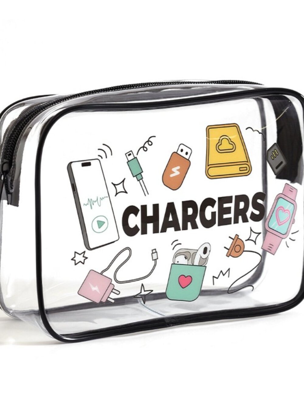 2/$30 NWT Clear Tech Organizer Pouch Travel Bag For Chargers Cables & Earbuds